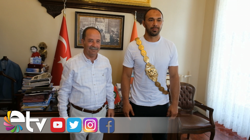 BAŞPEHLİVAN ALİ GÜRBÜZ'DEN BAŞKAN GÜRKAN'A ZİYARET