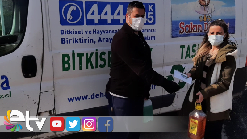 BİTKİSEL ATIK YAĞ GETİRENE MASKE VE 1 LİTRE BULAŞIK DETERJANI