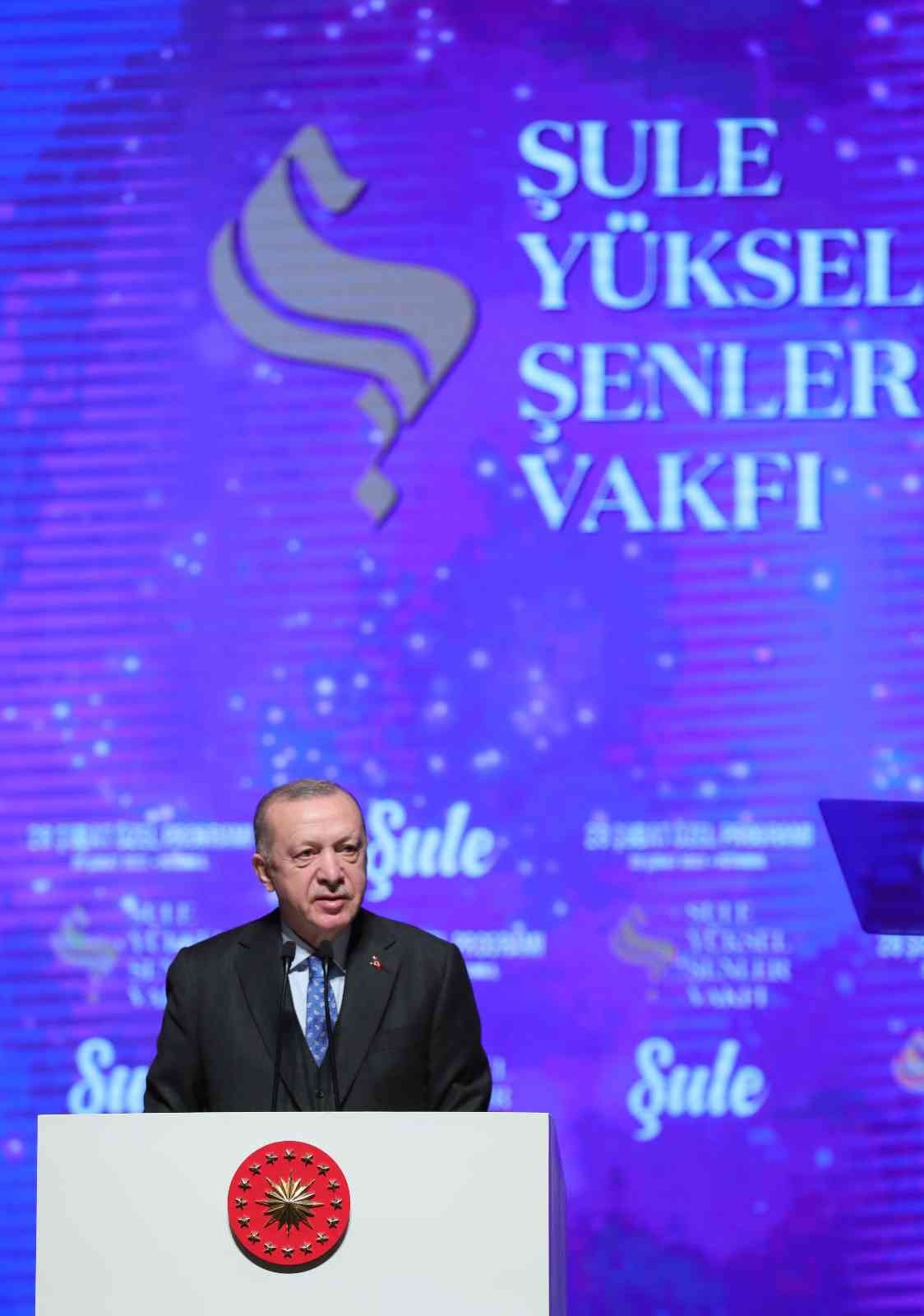 Cumhurbaşkanı Recep Tayyip Erdoğan, Şule Yüksel Şenler Vakfı Tanıtımı ve “Şule” Belgeseli gösteriminde yaptığı konuşmada “Biz bugün burada fikrin ...