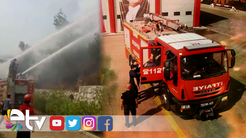 EDİRNELİ İTFAİYECİLER YANGIN BÖLGESİNDE