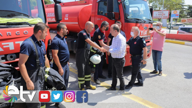EDİRNELİ İTFAİYECİLER YANGIN BÖLGESİNDEN DÖNDÜ