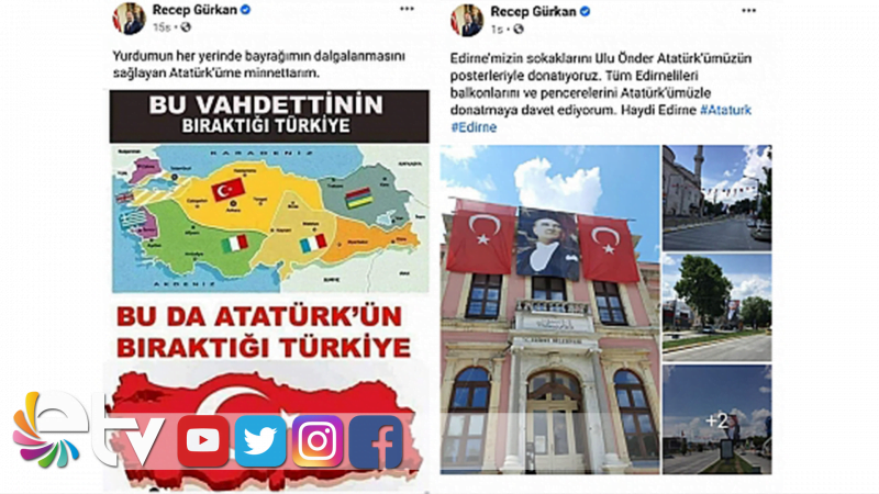 EDİRNE'NİN SOKAKLARI ATATÜRK POSTERLERİYLE DONATILDI
