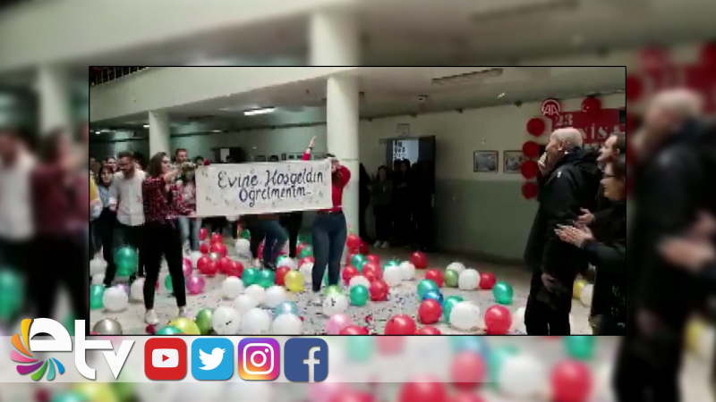 KANSERİ YENEN ÖĞRETMENE COŞKULU KARŞILAMA