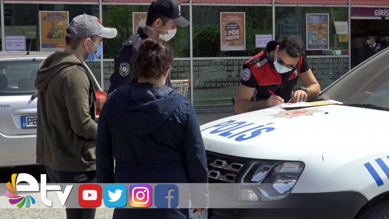 MARKETE ARACIYLA GELENLERE CEZA KESİLDİ