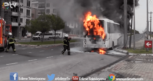 SERVİS OTOBÜSÜ YANDI