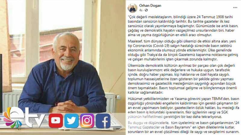 TGD’DEN 24 TEMMUZ BASIN BAYRAMI MESAJI