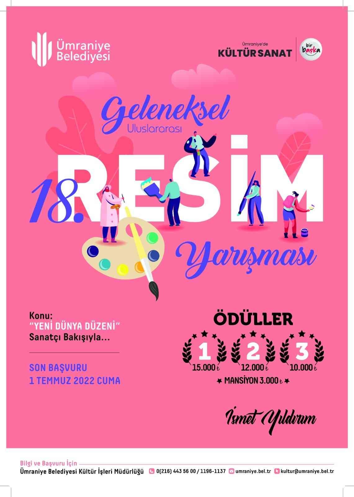 18. Geleneksel Resim, Hikâye ve Şiir Yarışmaları başlıyor Her yıl düzenlediği yarışmalarla edebiyat ve sanat dünyasına yeni yetenekler kazandıran Ümraniye Belediyesi, Geleneksel Resim, Hikâye ve Şiir ...