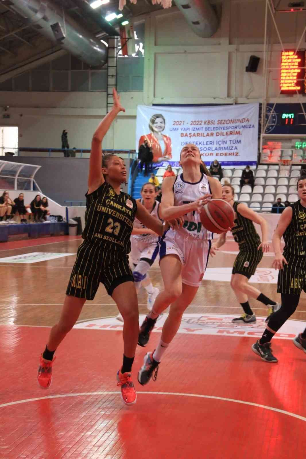 KBSL: UMF Yapı İzmit Belediyespor:82- Çankaya Üniversitesi:79 79 mağlup etti. Salon: İzmit Atatürk Spor Hakemler: Ahmet Tatlıcı xx, Cemil Uygül xx, Seda Esen xx UMF Yapı İzmit Belediyespor: İdil Türk xx 8 ...