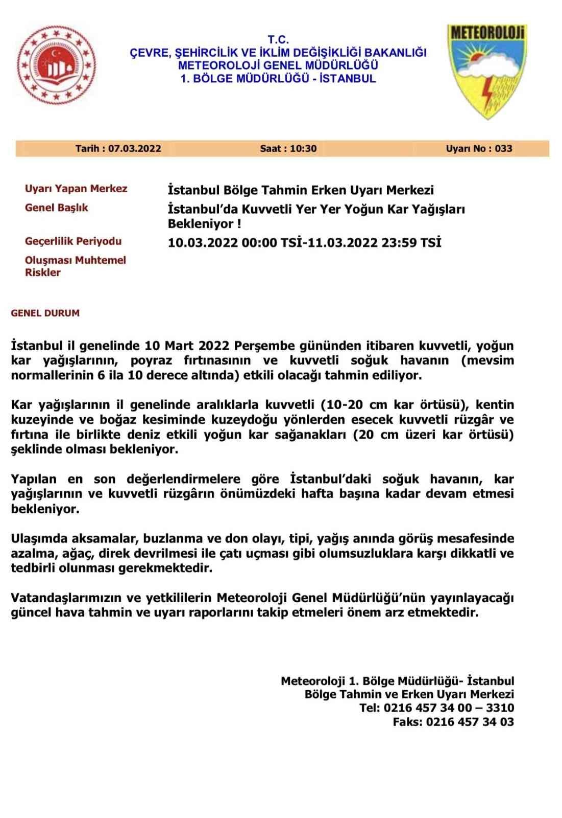 Vali Yerlikaya, beklenen kar yağışına karşı İstanbulluları uyardı İstanbul Valisi Ali Yerlikaya, Meteoroloji Bölge Müdürlüğü’nden alınan son verileri sosyal medya hesabında paylaşarak vatandaşları uyardı. Vali ...