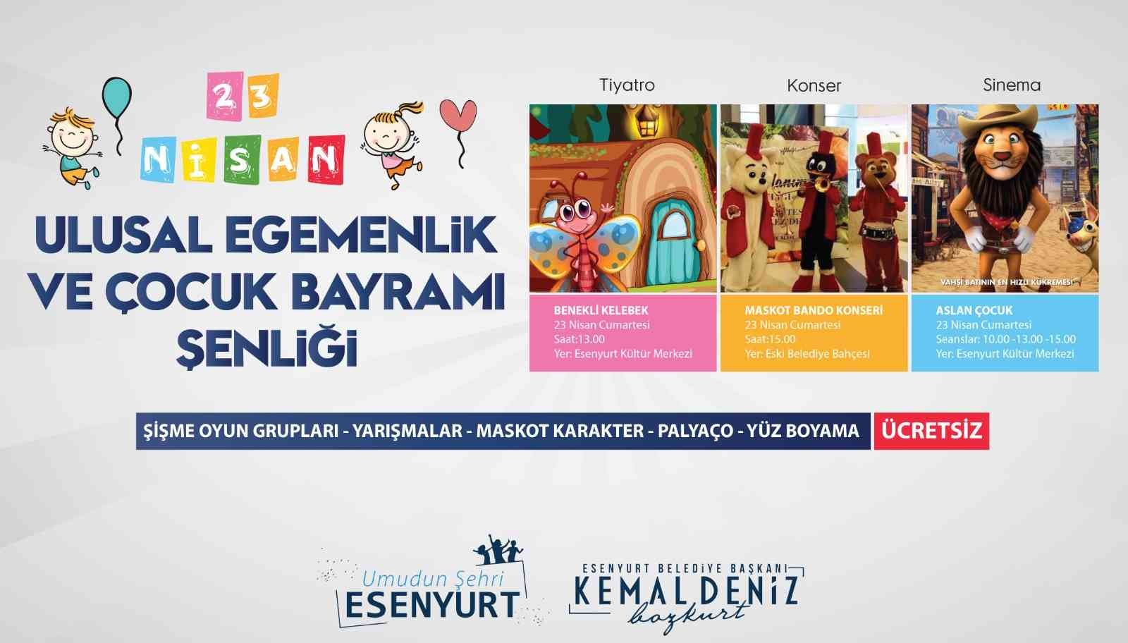 Esenyurt’ta 23 Nisan coşkusu “Çocuk Şenliği” ile yaşanacak Esenyurt Belediyesi, 23 Nisan Ulusal Egemenlik ve Çocuk Bayramı’nı "Çocuk Şenliği" ile kutlayacak. Birbirinden renkli etkinliklerle çocuklar ...
