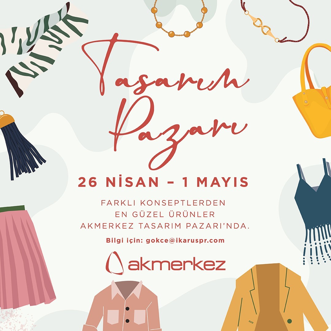 Tasarım Pazarı, 26 Nisan-1 Mayıs tarihleri arasında Akmerkez’de düzenlenecek. Akmerkez, etkinlik alanına kurulacak stantlarda özel markaları ...