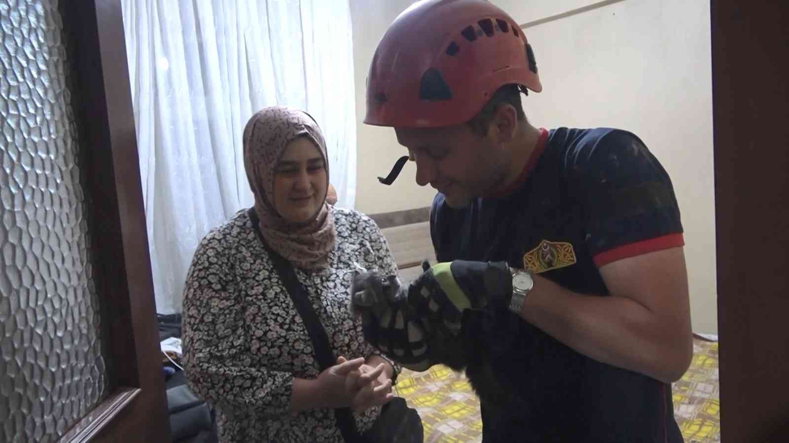 Kocaeli’de apartmanın havalandırma boşluğuna giren yavru kedi, itfaiye ekipleri tarafından kurtarıldı. Kedinin kurtarılması için ekipleri çağıran ...