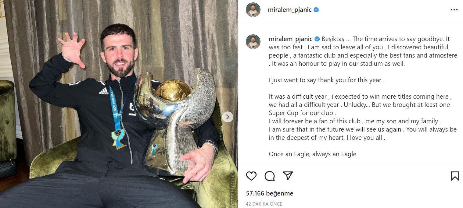 Pjanic, Beşiktaş’a veda etti Barcelona’dan büyük umutlarla kiralanan Miralem Pijanic, siyah-beyazlı kulübe veda etti. Beşiktaş’ın sezon başında Barcelona’dan kiraladığı ...