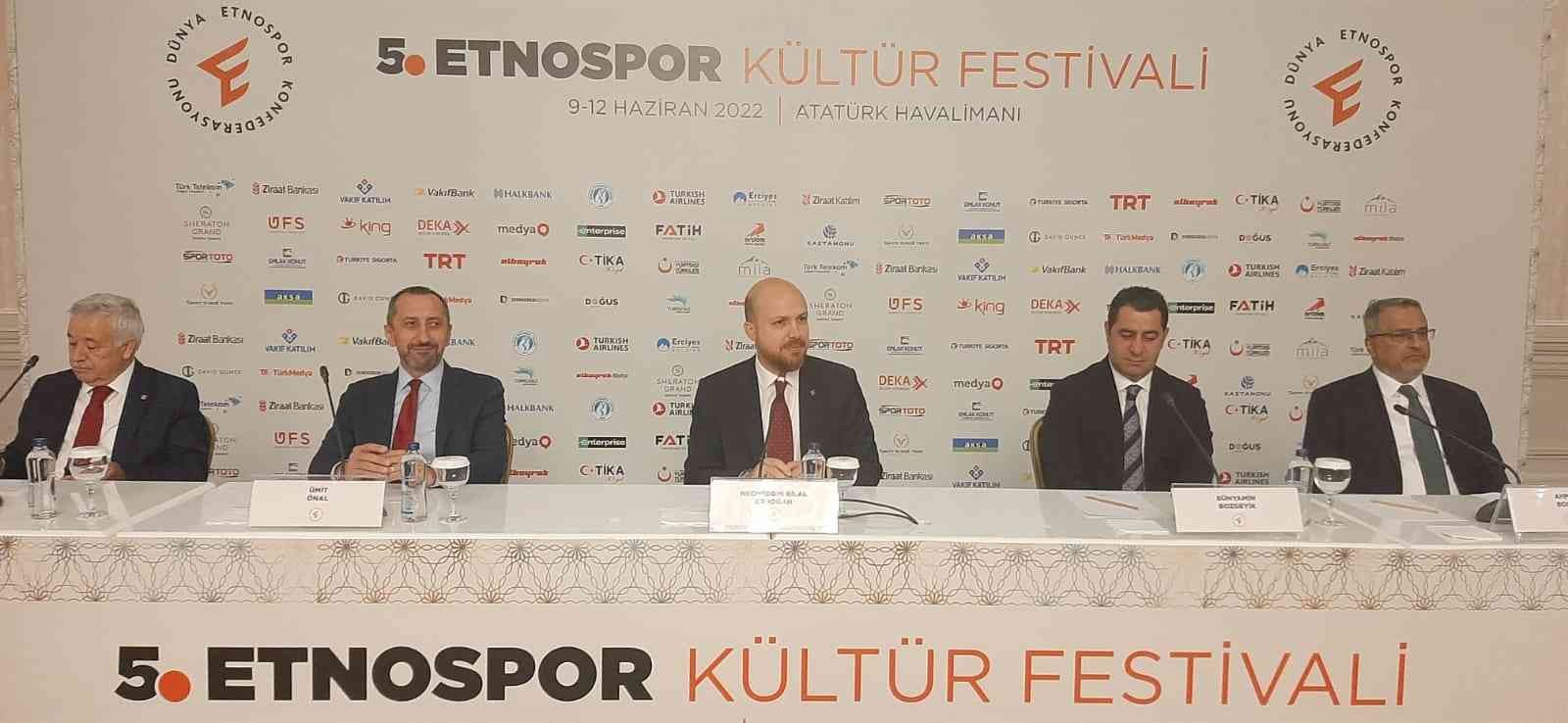 5. Etnospor Kültür Festivali’nin basın toplantısı gerçekleştirildi. Toplantıda konuşan Dünya Etnospor Konfederasyonu Başkanı Necmeddin Bilal ...