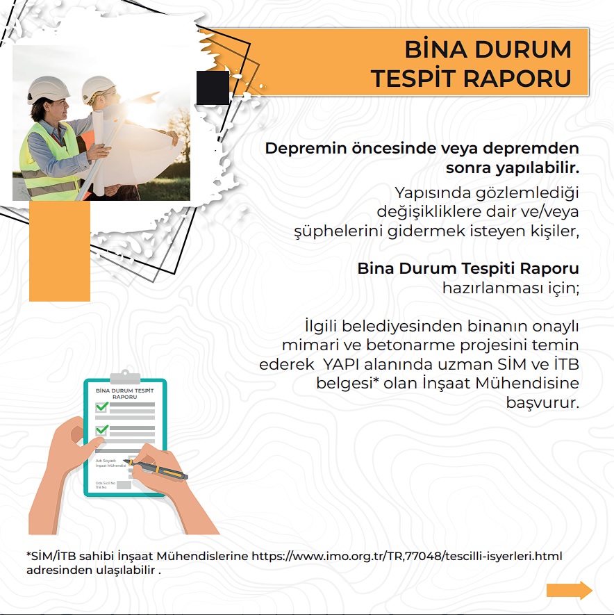 ‘EVİM DEPREME KARŞI GÜVENLİ Mİ?’ DİYE DÜŞÜNENLER NE YAPMALI? Kahramanmaraş’ta meydana gelen depremlerin ardından başka illerde yaşayan vatandaşlar da, evlerinin güvenli olup olmadığını öğrenmek için TMMOB İnşaat Mühendisleri Odalarına başvuruyor. ‘Güvenli ev’ konusunda çok sayıda soru aldıklarını belirten TMMOB İnşaat Mühendisleri Odası Edirne İl Temsilcisi Kadir Aydoğdu, “Öncelikli olarak yaptırılması gereken bina performans analizidir. Bu analizlerin il merkezi ve ilçelerde faaliyet gösteren İş Yeri Tescil Belgesi ve Serbest İnşaat Mühendisliği belgesine sahip bürolara yaptırılması mümkündür.” dedi.