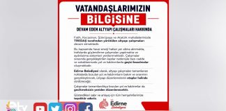 Edirne Belediyesi’nden Altyapı Çalışmaları Açıklaması
